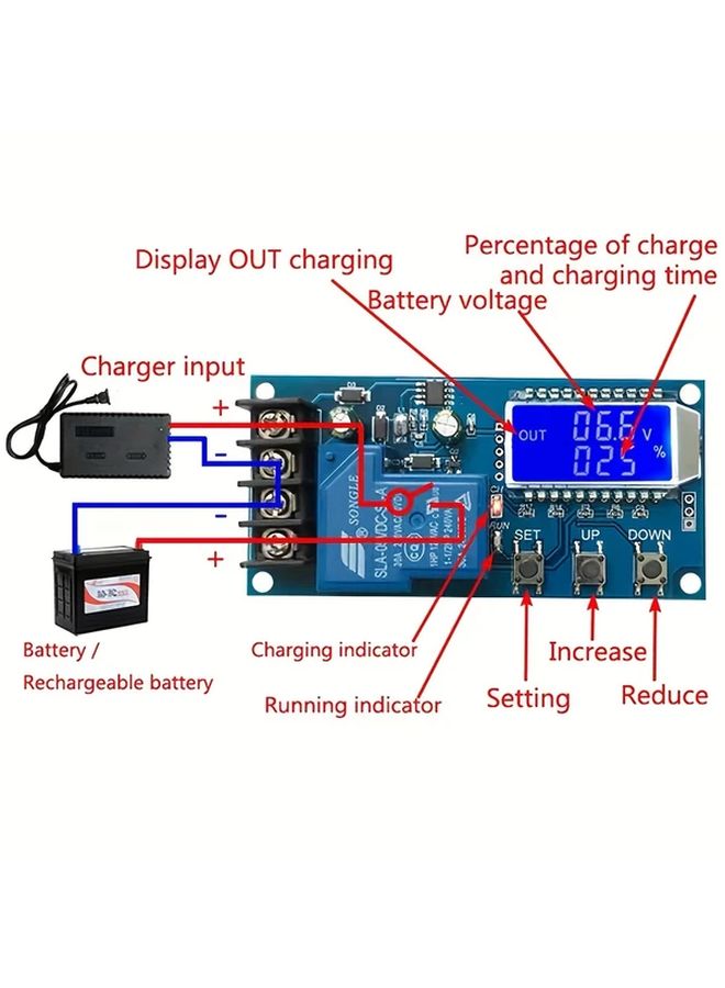 XY L30A 6 60V Battery LCD Display 3.5 Inch Blue Backlit Aluminum Contacts Quick Connect - Image 3