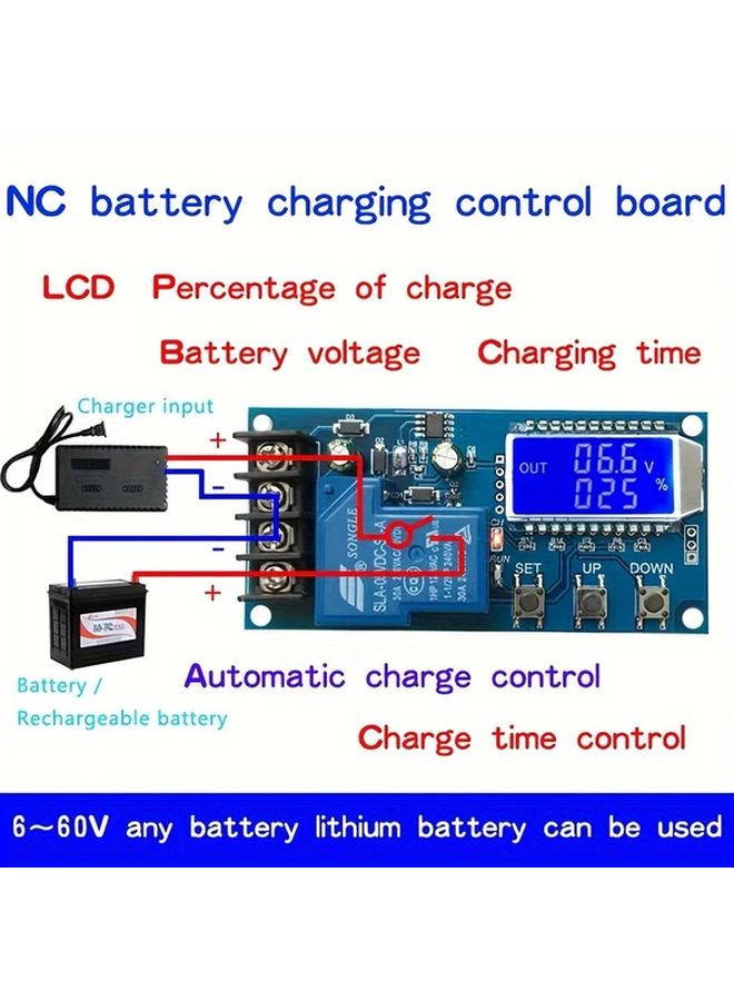 XY L30A 6 60V Battery LCD Display 3.5 Inch Blue Backlit Aluminum Contacts Quick Connect - Image 4