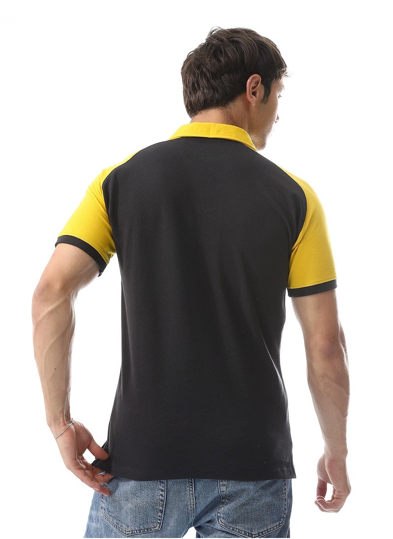 Caesar Embroidered Pique Polo Shirt With Classic Collar And Zipper  - Image 4