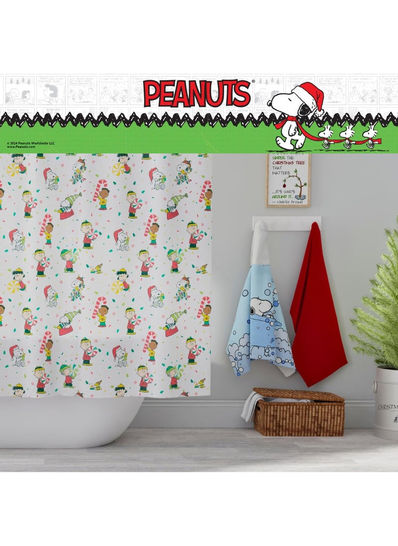 Franco Franco Peanuts Holiday Christmas Bath Microfiber Shower Curtain  72x72  (Officially Licensed Product)  - Image 5