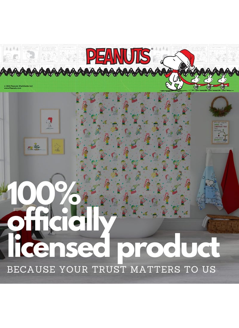 Franco Franco Peanuts Holiday Christmas Bath Microfiber Shower Curtain  72x72  (Officially Licensed Product)  - Image 4
