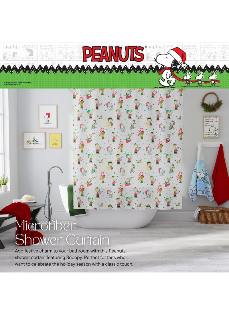 Franco Franco Peanuts Holiday Christmas Bath Microfiber Shower Curtain  72x72  (Officially Licensed Product)  - Image 3