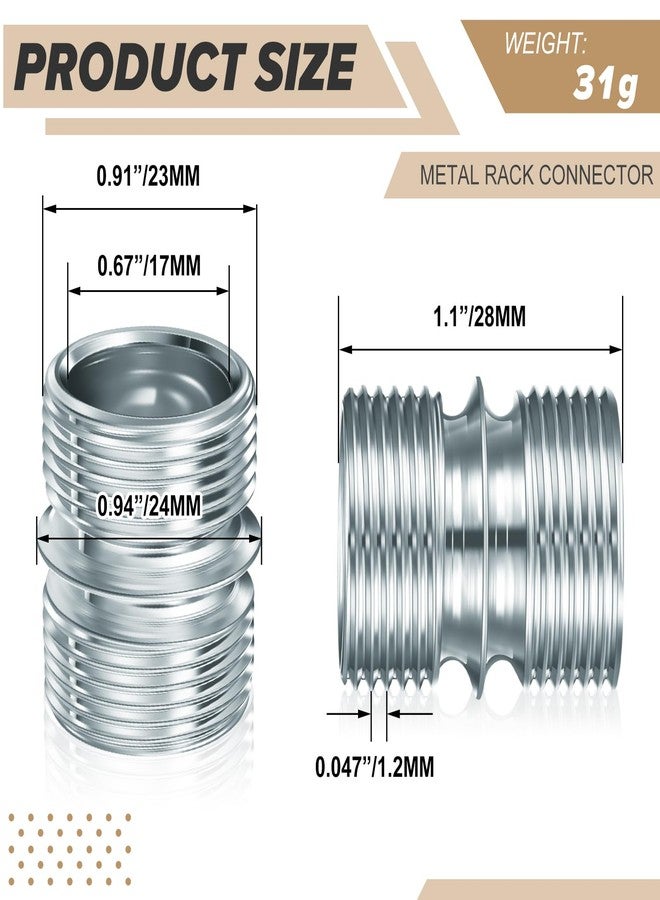 Shimeyao 8 Pcs Coarse Thread Connector for Diameter Wire Shelving Poles, Shelving Connectors Parts Accessories for Shelf Unit, Extending Rack(25.4mm/1 Inch) - Image 2