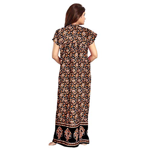 KBNBJ Nighty for Women Cotton Printed Maxi Gown Ankle Length Nighty Night Dress Gown for Women Maxi - Free Size (Pack of 2) (Red&Black) - Image 3