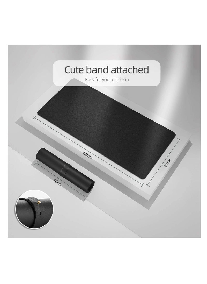 Cool Baby COOL BABY Multifunctional desk pad, ultra-thin waterproof PU leather mouse pad, office/home dual-use desk writing pad (80*40cm,Black+Black)  - Image 3
