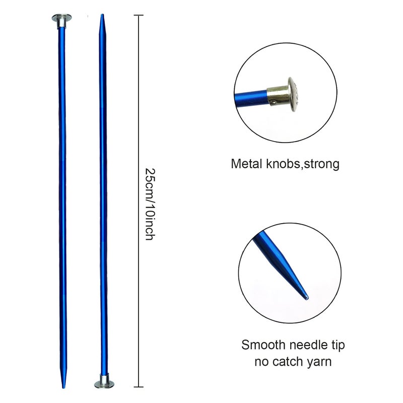 Weabetfu Aluminum Metal Knitting Needle,Colored Straight Single Pointed,10-inch Length for Handmade DIY Knitting,Size US 5(3.75mm) - Image 3