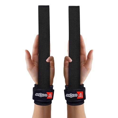 APRODO Power Weightlifting Bar Strap with Wrist Supporter for Gym | Set of 2 - Free Size (Black) | Bar Straps for Deadlifting, Neoprene Padded Bar Strap | Deadlift Weight Lifting Wrist Straps for Gym - Image 4
