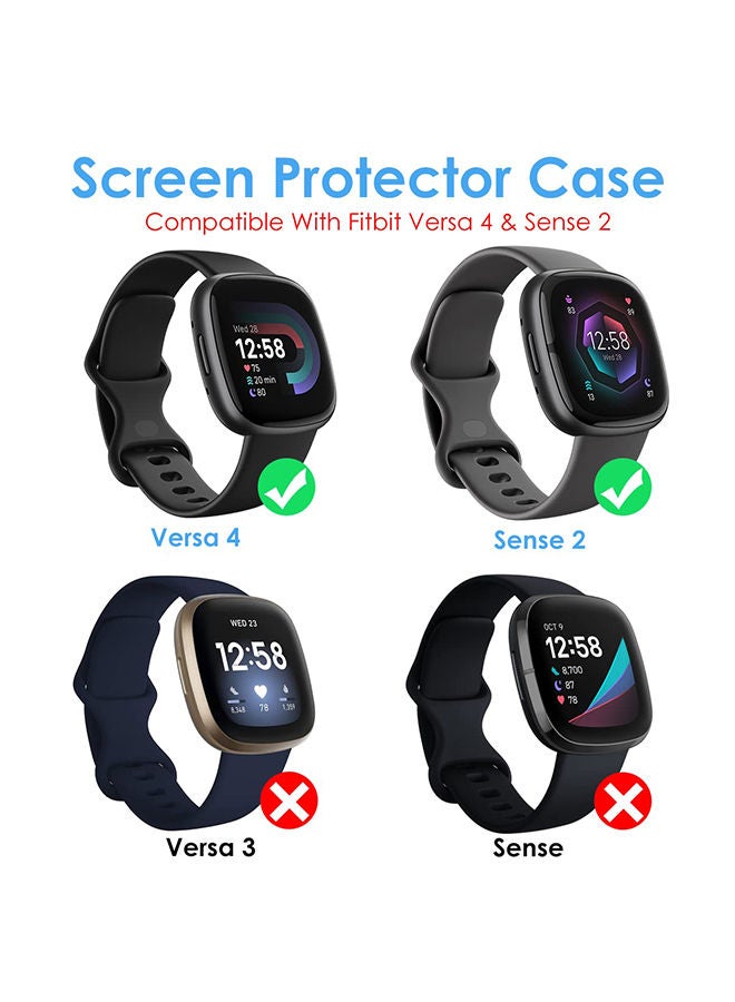 O Ozone Protective Cover [Pack of 6] Compatible with Fitbit Sense 2/Versa 4 Case with Built in 9H Tempered Glass Screen Protector Full Coverage Hard PC Anti-Scratch Sensitive Bumper Frame Cover  - Image 2