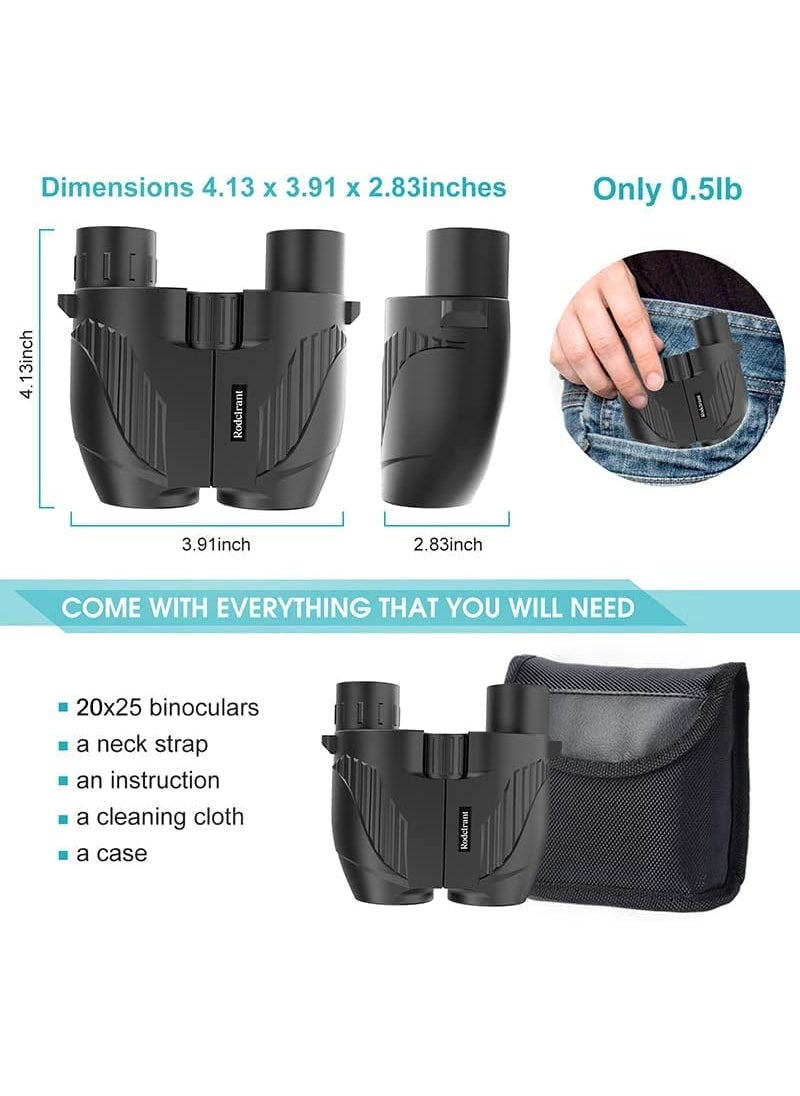 Rodcirant Rodcirant Binoculars 20x25 for Adults and Kids, High Power Easy Focus Binoculars with Low Light Vision, Compact Binoculars for Bird Watching and Travel  - Image 4