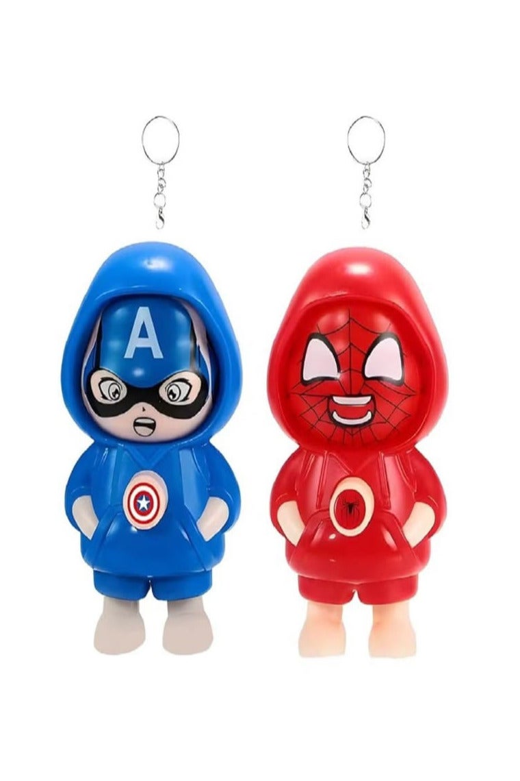 سلسلة مفاتيح دوارة من قطعتين، سلسلة مفاتيح دوارة، سلسلة مفاتيح فيدجيت، بتصميم أبطال خارقين، لعبة لتخفيف التوتر للأطفال والكبار، مجموعة هدايا فريدة من نوعها لسلسلة مفاتيح أبطال خارقين - Image 1
