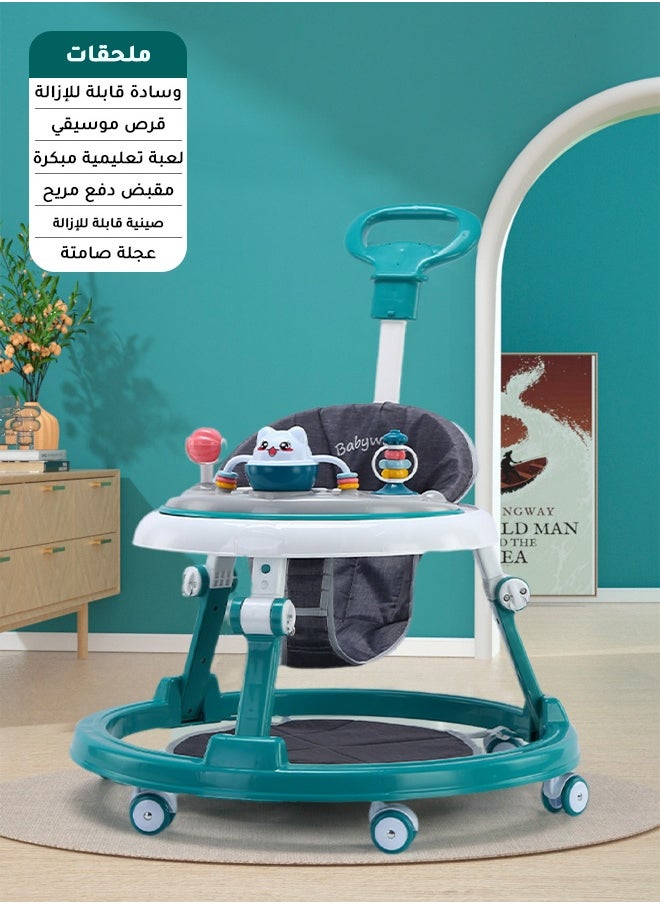 Riolio 3-in-1 Baby Walker | Foldable & Height Adjustable | Baby Walking Trainer with Music Tray | Anti-Rollover & Anti-Fall | 360° Silent Wheels | Suitable for 6–18 Months  - Image 1