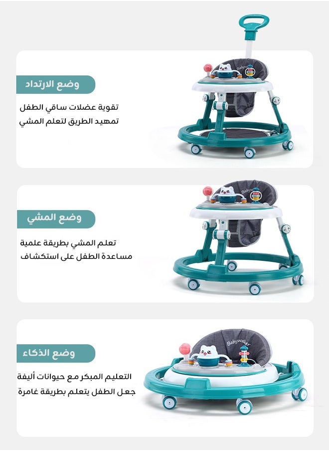 Riolio 3-in-1 Baby Walker | Foldable & Height Adjustable | Baby Walking Trainer with Music Tray | Anti-Rollover & Anti-Fall | 360° Silent Wheels | Suitable for 6–18 Months  - Image 2