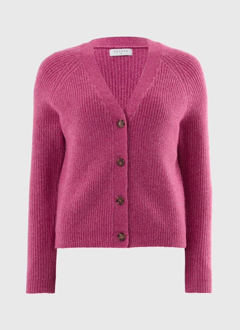 Matalan Raspberry V-Neck Spandex Cardigan