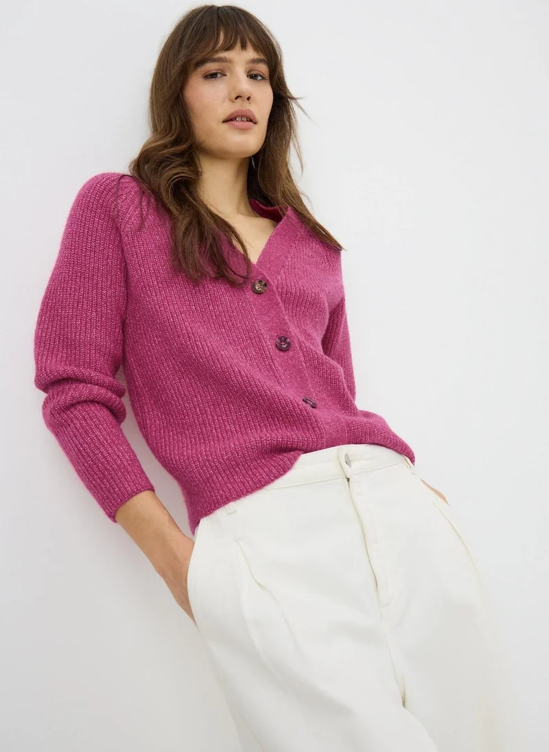 Matalan Raspberry V-Neck Spandex Cardigan