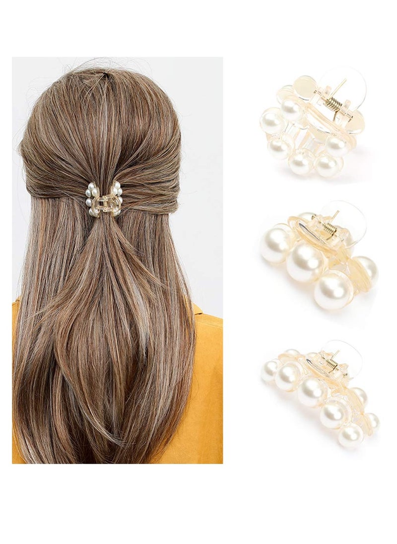 Brinie - Brinie Hair Claw Clamps Champagne Pearl Hair Barrettes Medium Small Non Slip Clips Hair Accessories for Women and Girls (3 PCS) - Image 1