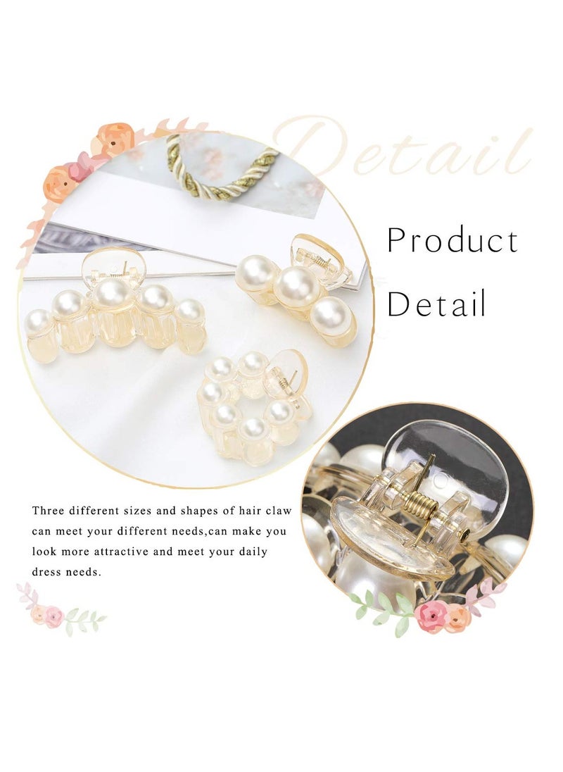 Brinie - Brinie Hair Claw Clamps Champagne Pearl Hair Barrettes Medium Small Non Slip Clips Hair Accessories for Women and Girls (3 PCS) - Image 1