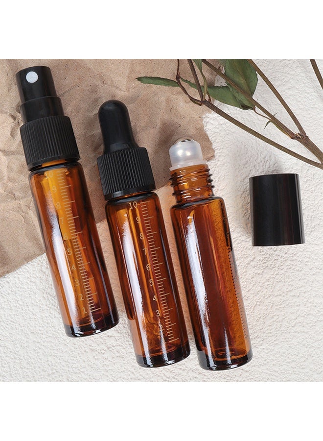 3PCS Essential Oil Roller Bottles, Glass Spray Bottles, 10ml Empty Refillable Glass Dropper Bottles for Skincare - Image 1