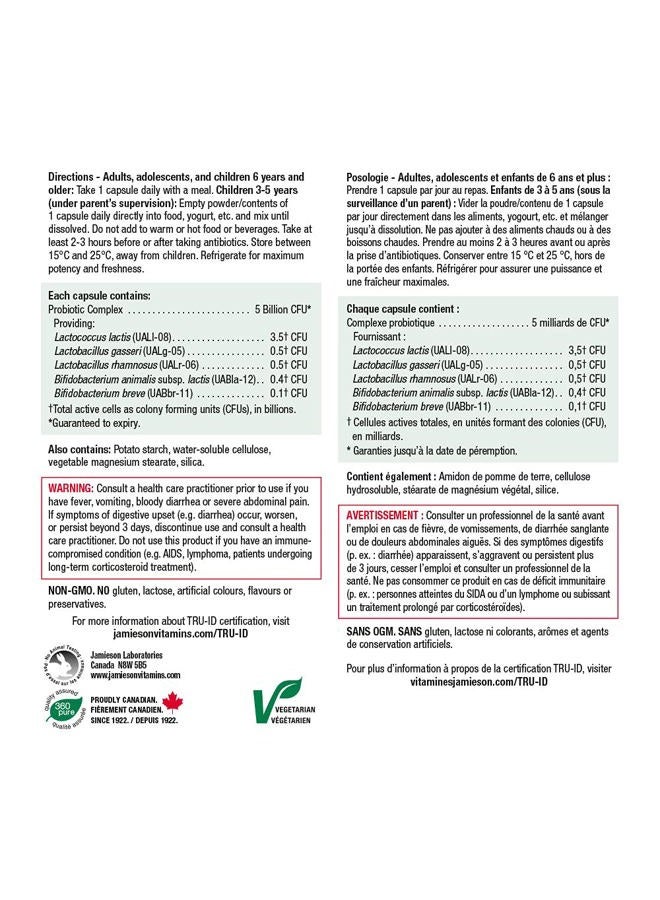 Jamieson Laboratories Probiotic 5 Billion Regular Strength Supplement, 60 Count - Image 5