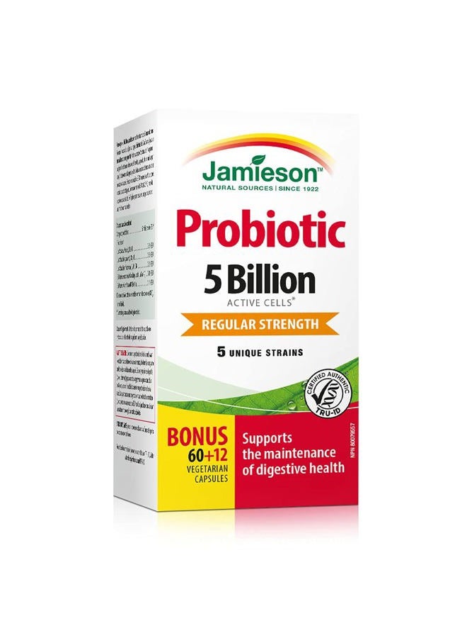 Jamieson Laboratories Probiotic 5 Billion Regular Strength Supplement, 60 Count - Image 1
