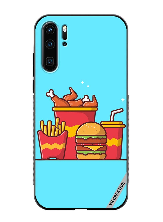 VR CREATIVE Protective Case Cover For Huawei P30 Pro Burger With Fried Chicken, French Fries And Soda Cartoon Design Multicolour - Image 1
