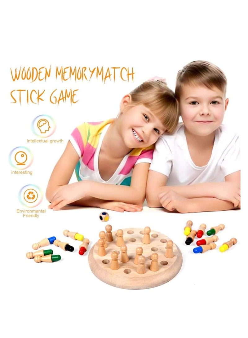 KASTWAVE Wooden Memory Chess Board Game Color Memory Matching Brain Teasers Game for Kids Boy Girl Age 3-12 Toddler Learning Activities Educational Toys Montessori Toys  - Image 4
