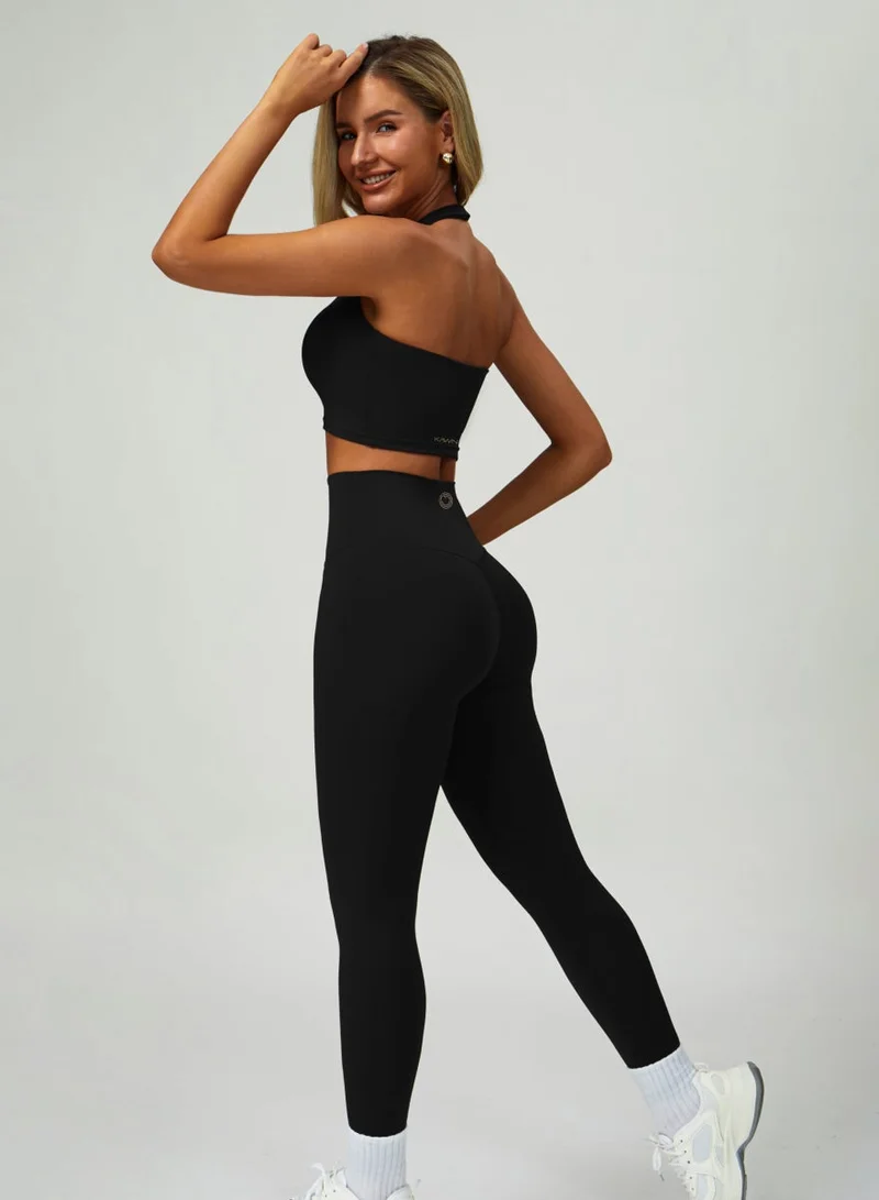 Kawn.yoga Licorice Black Womens Halterneck Sports Bra for Women | Best Price UAE