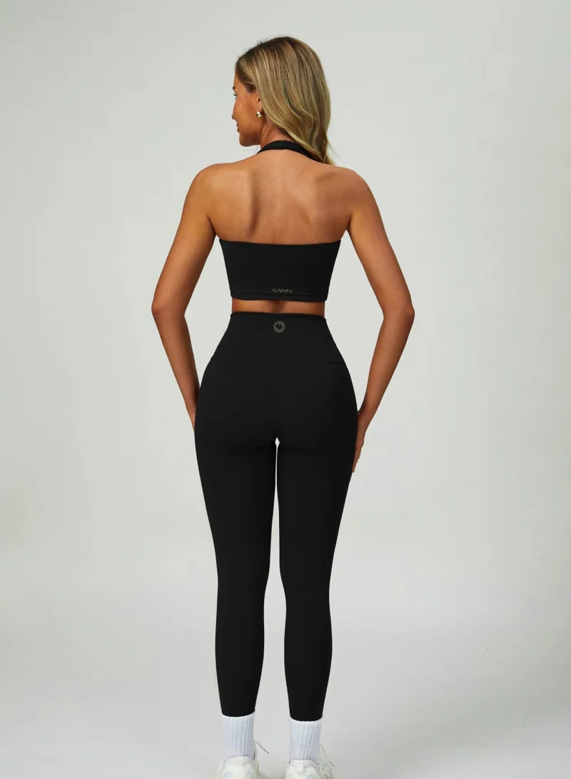 Kawn.yoga Licorice Black Womens Halterneck Sports Bra for Women | Best Price UAE