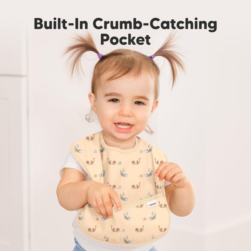 KeaBabies 3-Pack Waterproof Baby Bibs for Eating - Lightweight Toddler Feeding Bibs with Large Food Catcher, Mess Proof, Food-Grade Baby Eating Essentials, Easy to Put On & Clean (Pets & Paws) - Image 5