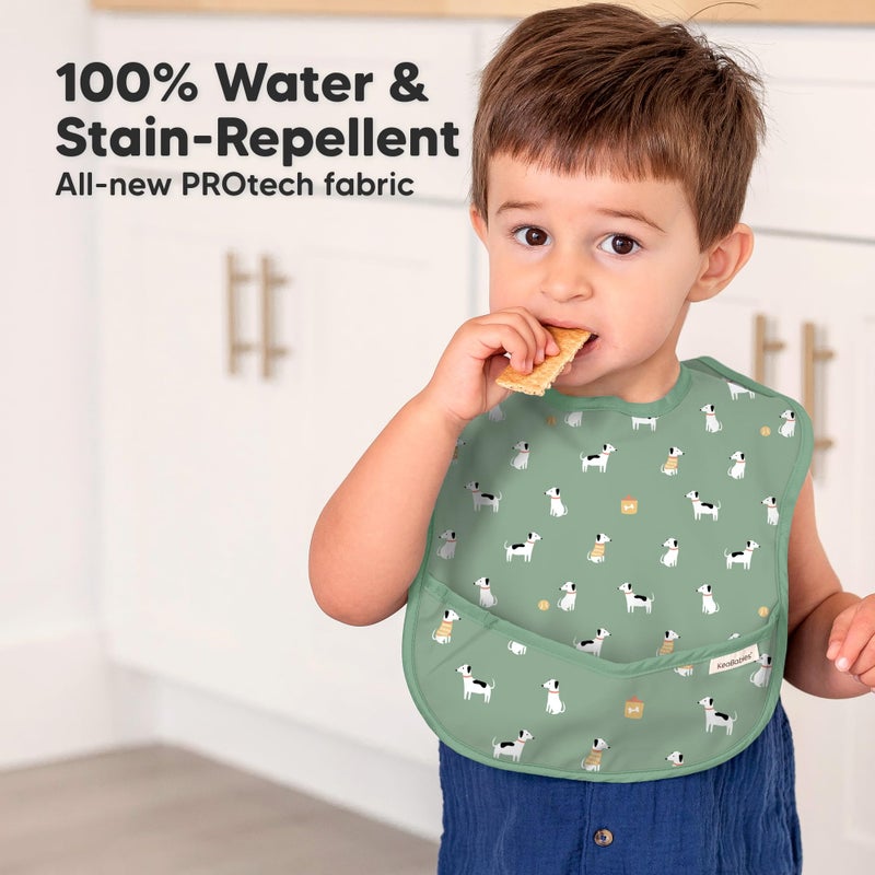 KeaBabies 3-Pack Waterproof Baby Bibs for Eating - Lightweight Toddler Feeding Bibs with Large Food Catcher, Mess Proof, Food-Grade Baby Eating Essentials, Easy to Put On & Clean (Pets & Paws) - Image 2