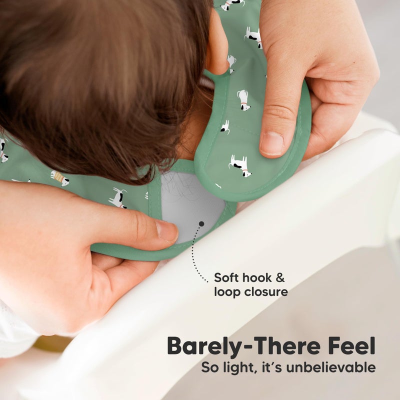 KeaBabies 3-Pack Waterproof Baby Bibs for Eating - Lightweight Toddler Feeding Bibs with Large Food Catcher, Mess Proof, Food-Grade Baby Eating Essentials, Easy to Put On & Clean (Pets & Paws) - Image 4