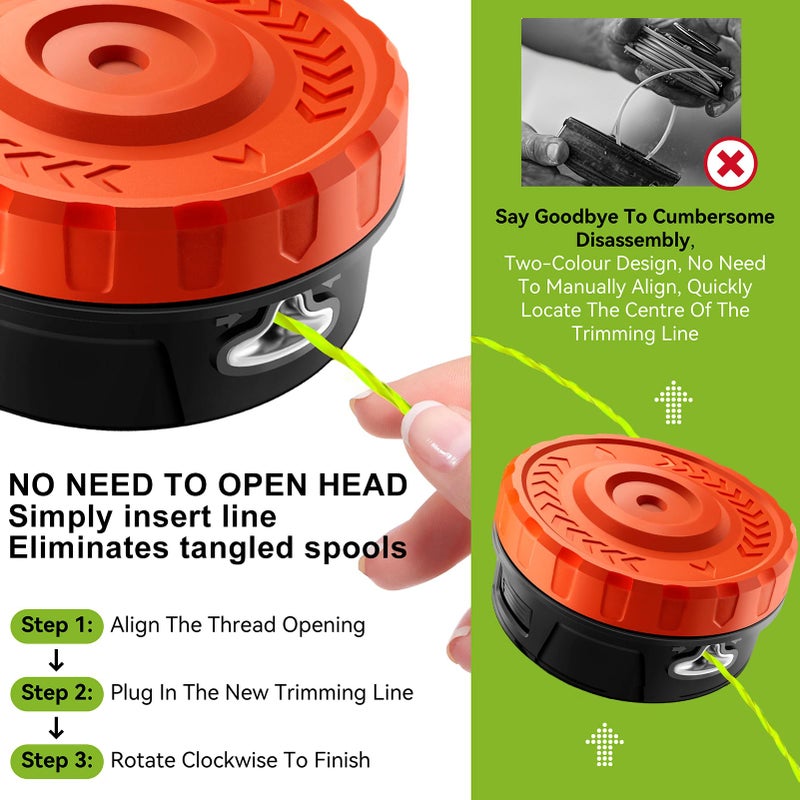 KAITAI Universal Weed Eater Head Replacement,Easy Feed Trimmer Head Weed Wacker Head for Echo, Ego, Dewalt,Stihl,Ryobi,String Trimmer Replacement Head With 14ft 095" Trimmer Line,6 Adapts,Simple Tap & Go - Image 2
