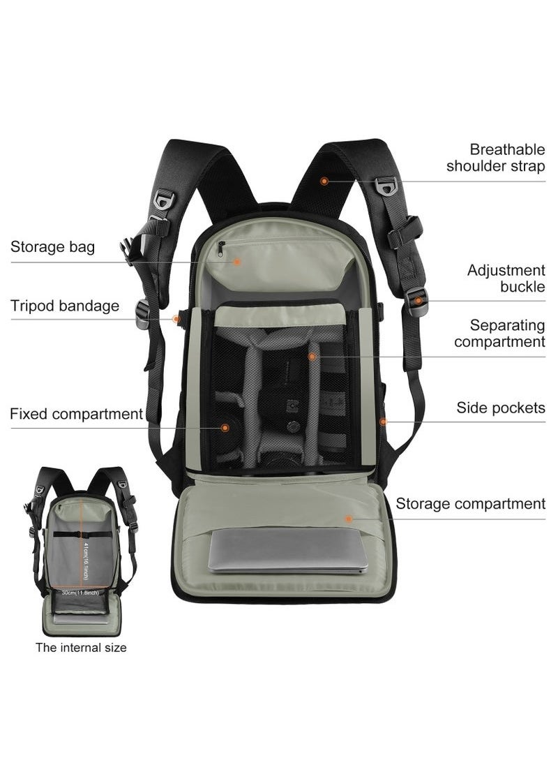 PULUZ - Waterproof Professional Camera Bag Case Travel DSLR Camera Backpack for SLR DSLR, Lenses, Accessories Backpack Laptop Tablet Backpack Compatible for Sony/Canon/Nikon Camera and Lens Tripod Accessories - Image 1