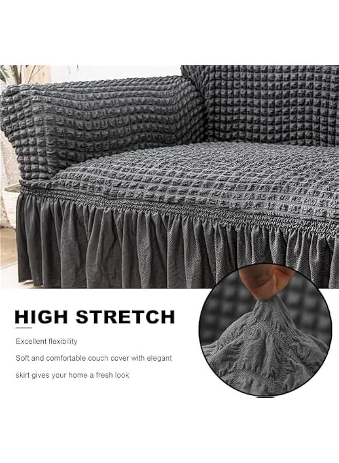 TRASSLE Sofa Cover,Universal Sofa Slipcover, Couch Cover Chair Furniture Protector Cover,Washable High Elastic Stretchable with Skirt Country Style - Image 2