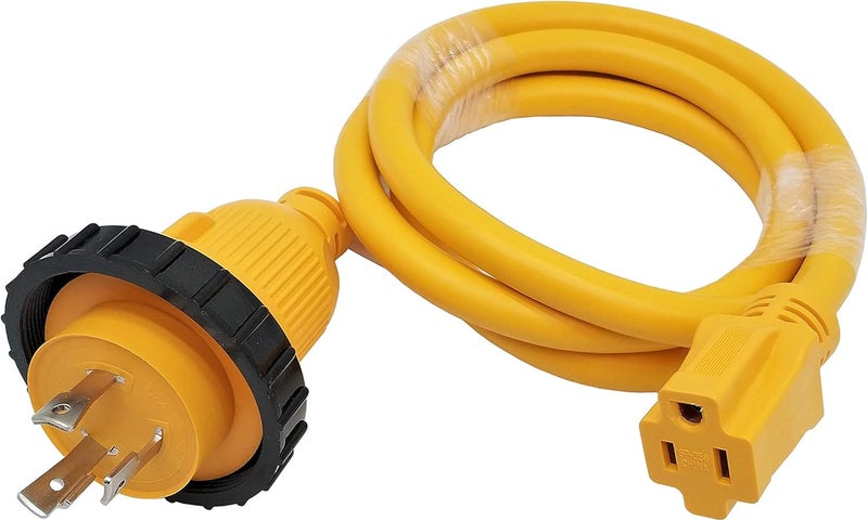 Park World 691975 RV Pigtail Shore Power 30A Male L5-30P to 5-15R Female 15A Dogbone Adapter Power Cord Twist Lock L5-30P Male to 5-15R Female (6FT) - Image 1