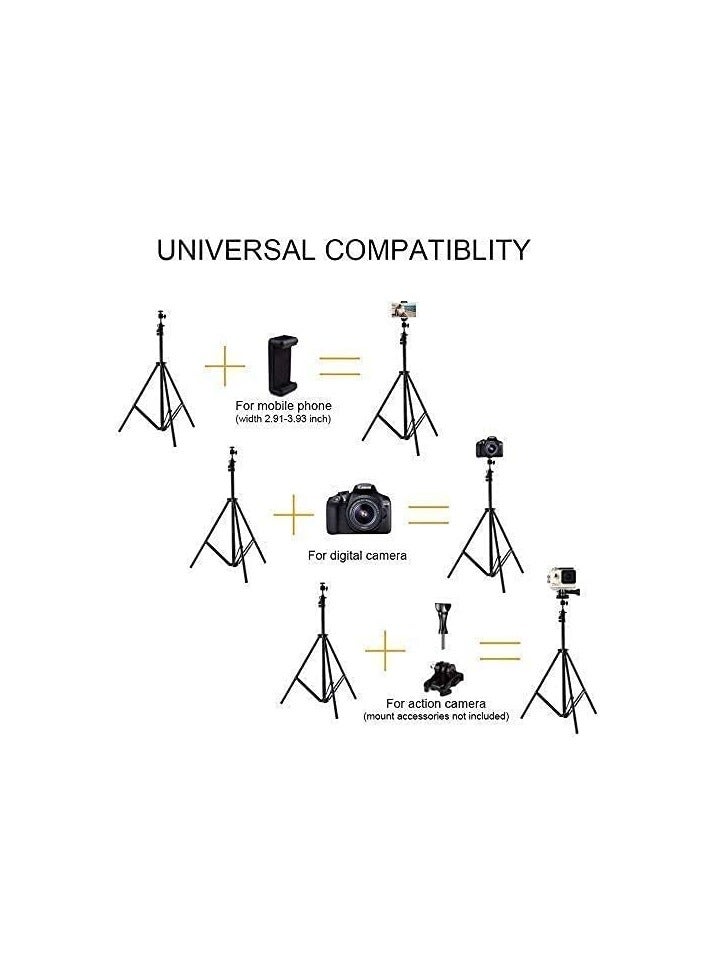 1.8m Portable Tripod Stand – Foldable Light Stand with Phone Holder and Mount for Flash, Umbrella, and Studio Lighting (Black) - Image 3