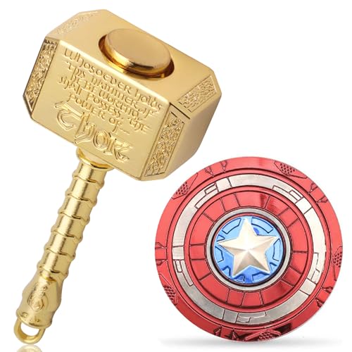 Gamtec Fidget Chain Hammer Spinners Metal with Star Fidget Finger Spinner Toy Anxiety Toy Focus Copper Brass Fidget Toys Fingertip Gyro Stress Relief Gifts for Kids AdultsGolden - Image 1