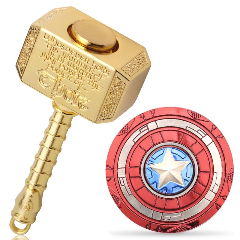 Gamtec Fidget Chain Hammer Spinners Metal with Star Fidget Finger Spinner Toy Anxiety Toy Focus Copper Brass Fidget Toys Fingertip Gyro Stress Relief Gifts for Kids AdultsGolden - Image 2