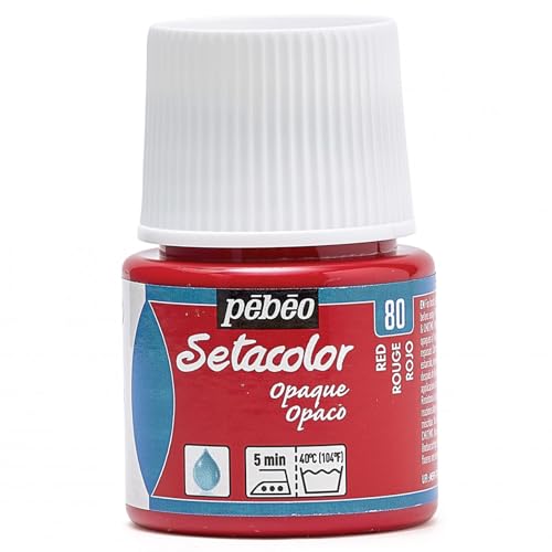 PEBEO Setacolor Opaque - Water-Based Fabric Paint for Dark or Light, Thin or Thick Textiles - 1.52 Fluid Ounces (45 milliliters) - Red - Image 1