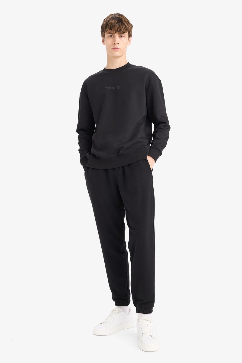 DeFacto Black Man Boxy Fit Printed Long Sleeve Sweatshirt Casual - Image 2