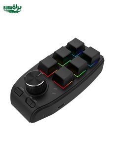 Bluetooth Wireless RGB Custom Mechanical KeyBoard 6 Keys 1 Knob Programming Gaming Keypad(Black)