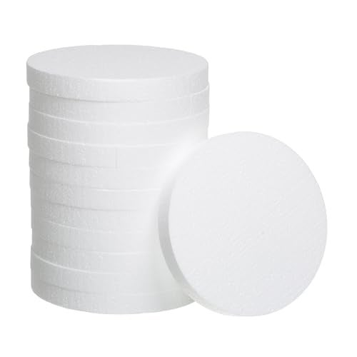Crafare 8 Inch Foam Circles for Crafts 12pcs Round Foam Discs 1 Inch Thick for Cake DIY Projects Wedding Holiday Christmas Crafts Making and School Modeling - Image 1