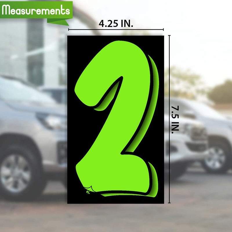Versa-Tags 3 Packs of 12 Number Two (2) 7.5 Inch Green & Black Windshield Pricing Stickers - Image 2