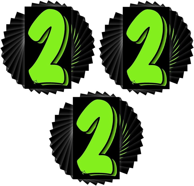 Versa-Tags 3 Packs of 12 Number Two (2) 7.5 Inch Green & Black Windshield Pricing Stickers - Image 1