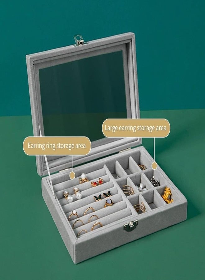 AG E-Com Women Velvet Glass Ring Earrings Export Jewellery Box Display Storage Showcase Holder Organizer,Ring Display Box Velvet Fabric Glass Tray Holder Storage with Long Durability. - Image 2
