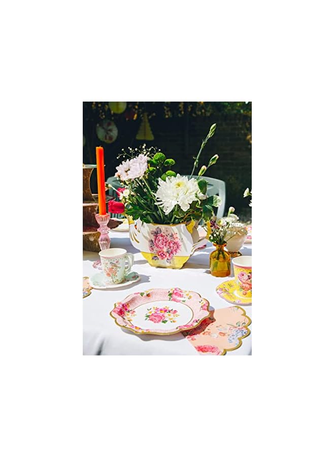 Raxoom Disposable Tableware, Afternoon Tea Vintage Floral Paper Plates,Dessert Salad Plates for Upscale Parties &Wedding-Special for Wedding, Party (Pink, 8.5") - Image 4