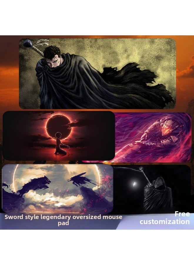 Sword Style Legendary Mouse Pad Oversized Non-Slip Thickened Computer E-Sports Table Pad Keyboard Pad Game Mouse Pad-Color:1000*500*4mm-Pattern:23
