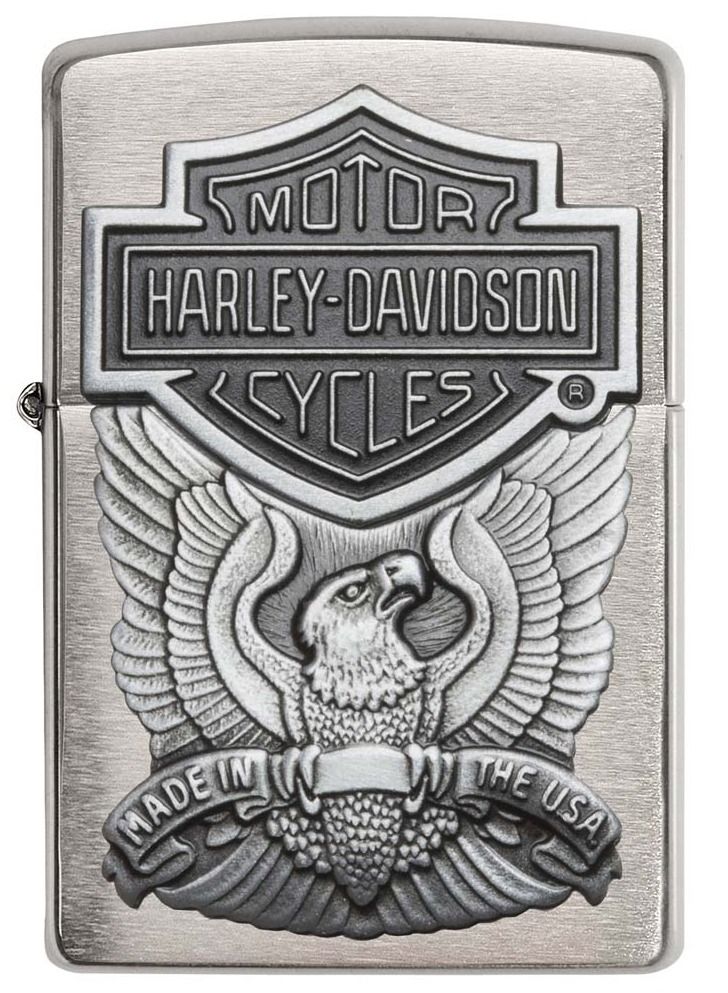 Zippo Harley Davidson Brushed Chrome Windproof Lighter - Image 1