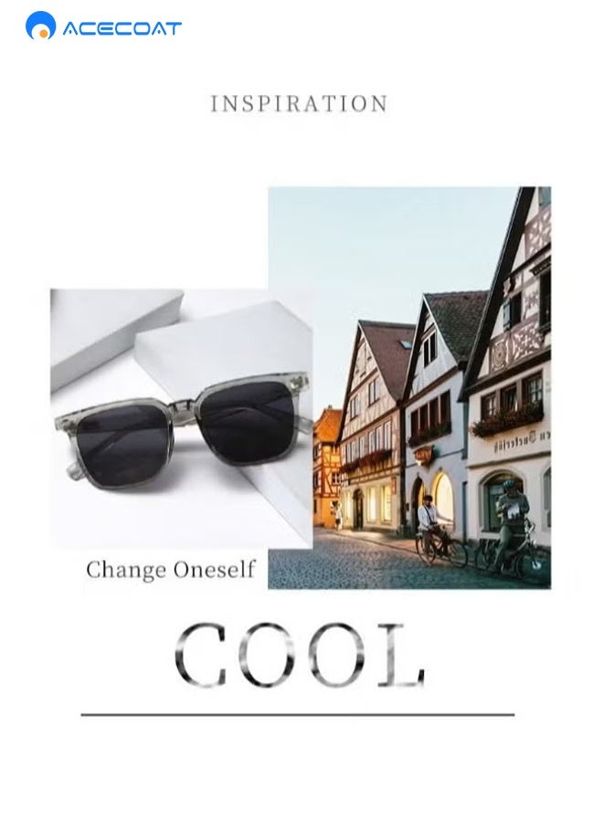 ايسكوت نظارات شمسية مستقطبة أفياتور للرجال والنساء، نظارات شمسية للحماية من الأشعة فوق البنفسجية 400 TR ظلال شمسية عصرية مضادة للوهج للقيادة وصيد الأسماك والسفر (إطار رمادي شفاف) - Image 4