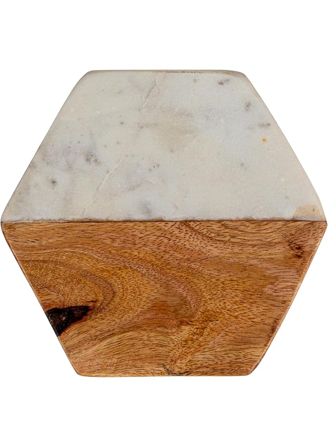 إيروريكس مجموعة من 4 قواعد أكواب سداسية الشكل من الرخام وخشب المانجو الطبيعي متعددة الألوان - Image 5