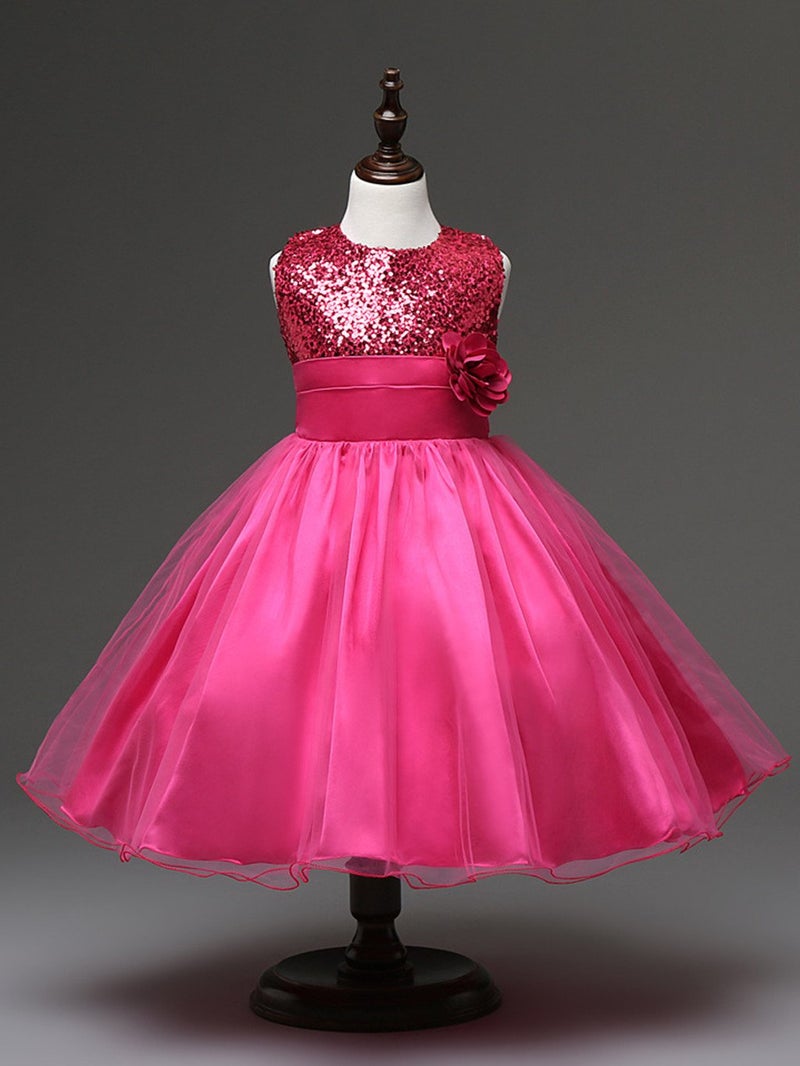 DreamHigh Sequined Flower Girls Party Dress (10, Rose) - Image 2